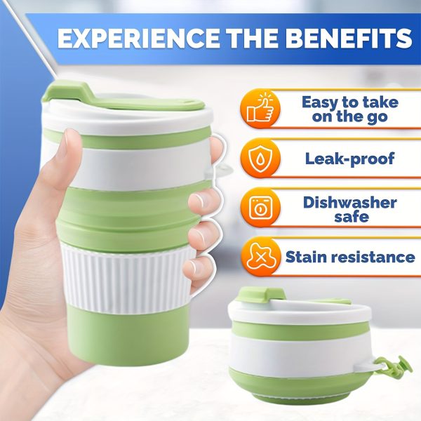 Silicone Collapsible Travel Water Cup, 4-Pack Collapsible Silicone Cups with Lids, Expandable Drinking Cup Set, Reusable Mugs for Camping, Hiking, Travel
