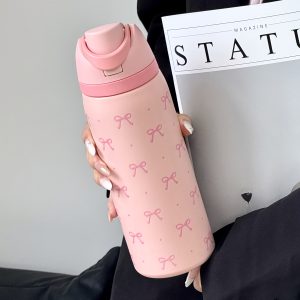 32Oz Cute Polka Dot Bow Print Stainless Steel Insulated Water Bottle - Portable Travel Cup for Hot & Cold Drinks, Easy to Clean, Perfect Gift for Christmas, Valentine'S Day, Back to School, Thanksgiving, Mother'S Day, And Birthdays - Image 2