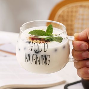 High Borosilicate Glass Transparent Coffee Cup, Glass Cereal Cup, Good Morning Cup, Milk Cup, Yogurt Tea Beverage, Oatmeal And Oatmeal Mixed Cup, INS Nordic Water Cup, Women'S Cup, Family Good Morning Cup, Good Morning Breakfast Cup, Student Cup - Image 7