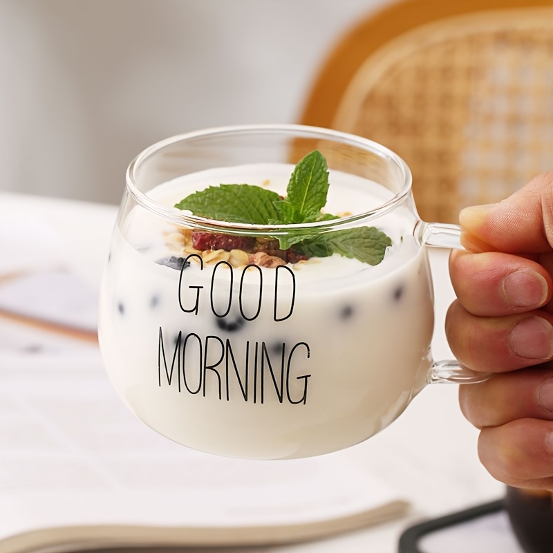 High Borosilicate Glass Transparent Coffee Cup, Glass Cereal Cup, Good Morning Cup, Milk Cup, Yogurt Tea Beverage, Oatmeal And Oatmeal Mixed Cup, INS Nordic Water Cup, Women
