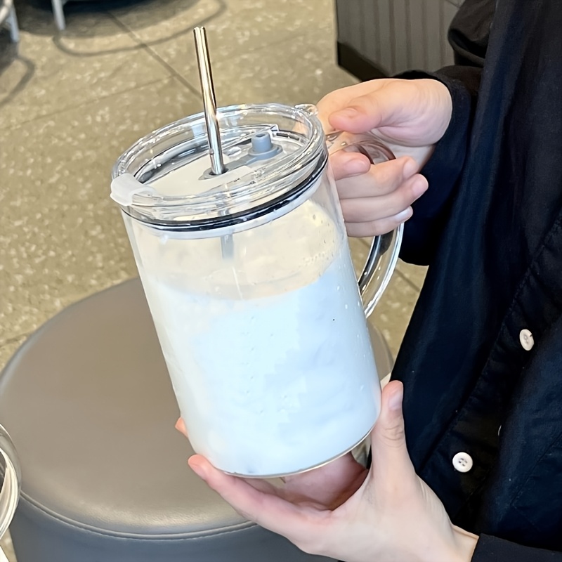 Straw Glass Drinking Cup with Lid Ladies Birthday Gift Gift Fashion Things Coffee Lover Gift Creative Bridesmaid Wedding Gift Glass Tumbler Cup Her Gift with Straw, Large Capacity, Cute - Image 3