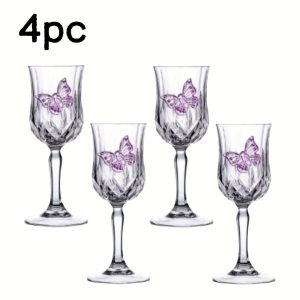 2/4pcs Set Single Butterfly Design Glass Goblets, Bow Design Glass Wine Glasses, Cute Tulip-Shaped Red Wine Glasses, Suitable for Family Gatherings, Parties, Weddings, Wine Tasting, Reusable and Easy to Clean - Image 6