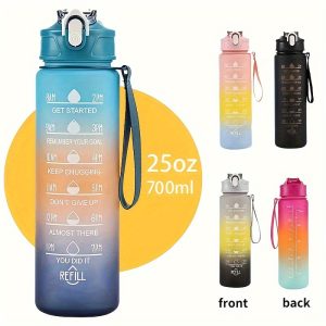 1pc Gradient Sports Water Bottle with Straw & Time Marker - Leakproof, Motivational Polycarbonate Cup - For Men & Women - Perfect for Outdoor Fitness, Hiking, Camping, Gym Activities & Travel - Ideal Gift for Athletes & Fitness Enthusiasts - Image 6