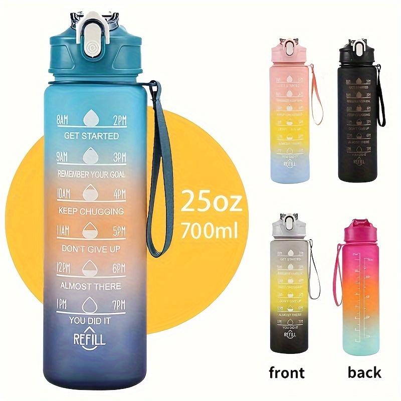 1pc Gradient Sports Water Bottle with Straw & Time Marker - Leakproof, Motivational Polycarbonate Cup - For Men & Women - Perfect for Outdoor Fitness, Hiking, Camping, Gym Activities & Travel - Ideal Gift for Athletes & Fitness Enthusiasts - Image 6