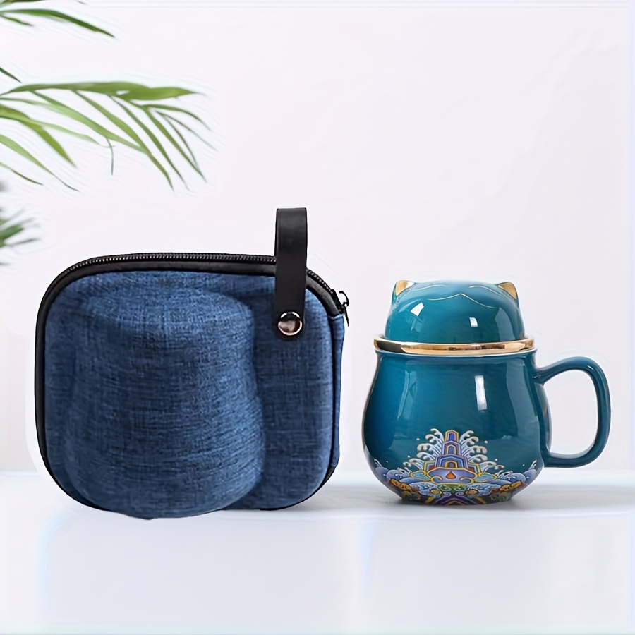 Ceramic Cat Cup with Portable Bag - Reusable, Insulated, Floral Design, Machine Washable, Ideal for Travel, Perfect for Home or Office Use, Ceramic Cup with Lid, | Floral Design Cup | Ceramic Cup - Image 7