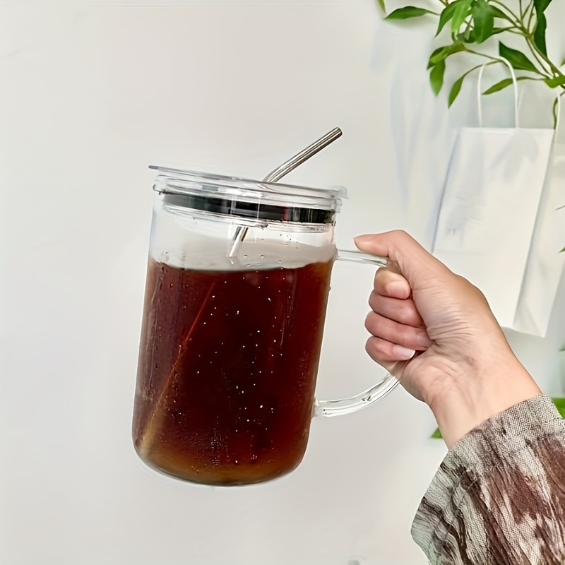 Straw Glass Drinking Cup with Lid Ladies Birthday Gift Gift Fashion Things Coffee Lover Gift Creative Bridesmaid Wedding Gift Glass Tumbler Cup Her Gift with Straw, Large Capacity, Cute - Image 8