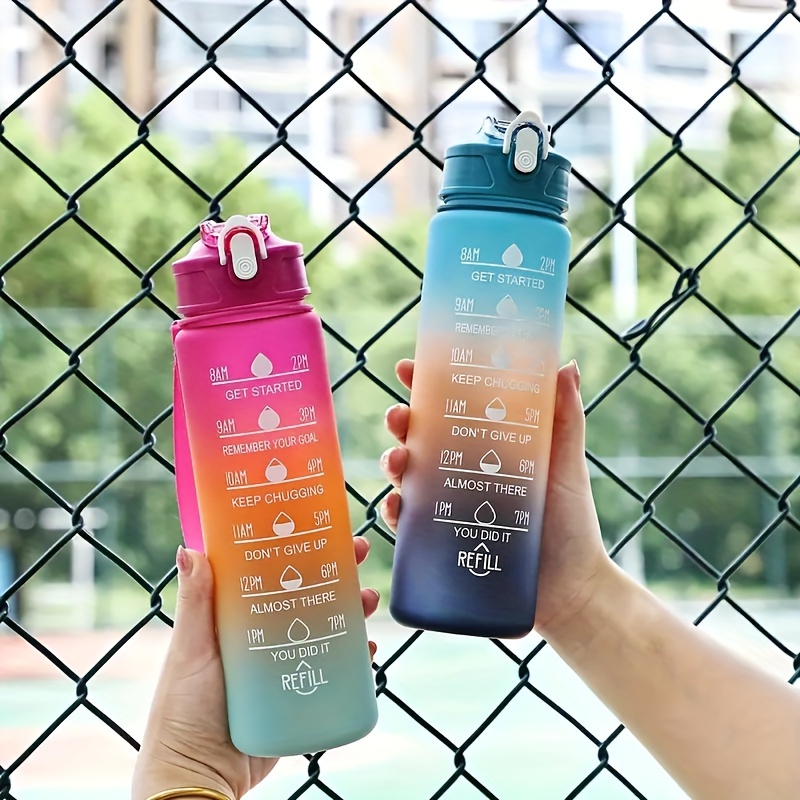 1pc Gradient Sports Water Bottle with Straw & Time Marker - Leakproof, Motivational Polycarbonate Cup - For Men & Women - Perfect for Outdoor Fitness, Hiking, Camping, Gym Activities & Travel - Ideal Gift for Athletes & Fitness Enthusiasts - Image 7