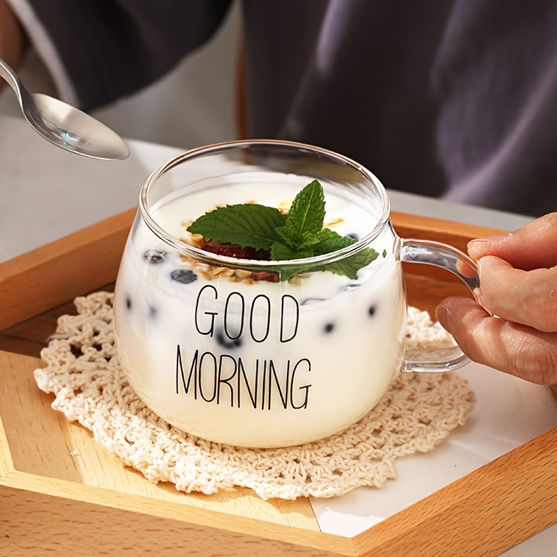 High Borosilicate Glass Transparent Coffee Cup, Glass Cereal Cup, Good Morning Cup, Milk Cup, Yogurt Tea Beverage, Oatmeal And Oatmeal Mixed Cup, INS Nordic Water Cup, Women