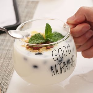 High Borosilicate Glass Transparent Coffee Cup, Glass Cereal Cup, Good Morning Cup, Milk Cup, Yogurt Tea Beverage, Oatmeal And Oatmeal Mixed Cup, INS Nordic Water Cup, Women'S Cup, Family Good Morning Cup, Good Morning Breakfast Cup, Student Cup - Image 5