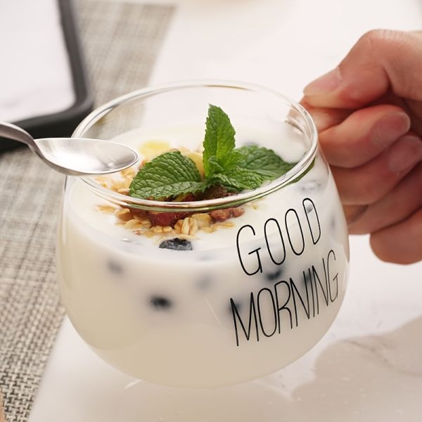 High Borosilicate Glass Transparent Coffee Cup, Glass Cereal Cup, Good Morning Cup, Milk Cup, Yogurt Tea Beverage, Oatmeal And Oatmeal Mixed Cup, INS Nordic Water Cup, Women'S Cup, Family Good Morning Cup, Good Morning Breakfast Cup, Student Cup
