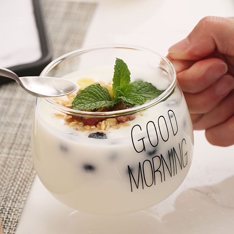 High Borosilicate Glass Transparent Coffee Cup, Glass Cereal Cup, Good Morning Cup, Milk Cup, Yogurt Tea Beverage, Oatmeal And Oatmeal Mixed Cup, INS Nordic Water Cup, Women