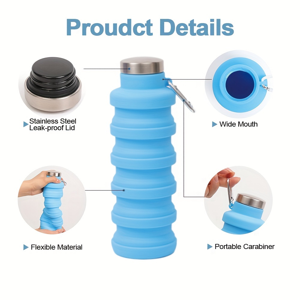 1pc Portable Folding Cup, Collapsible Silicone Water Cup, Reuseable 16oz, Lightweight Leakproof Portable Travel Water Bottles for Traveling Camping Hiking Sports Outdoors - Image 8