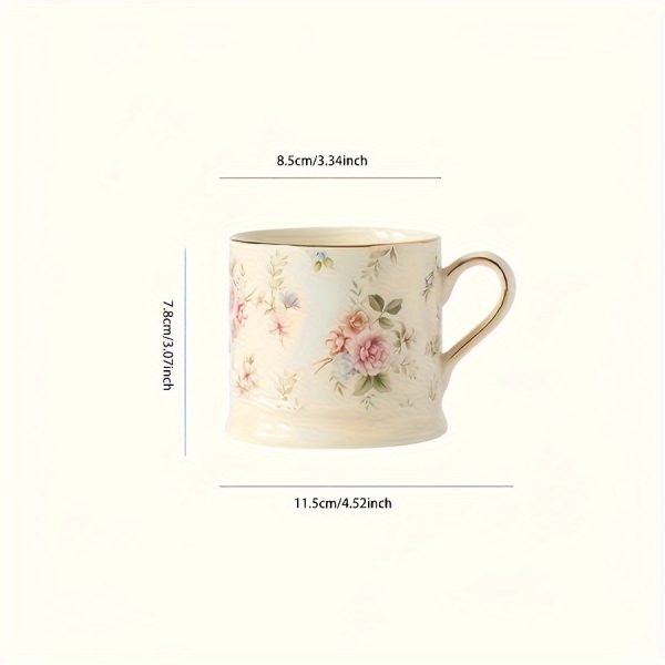 A European-Style Light Luxury Floral Mug, a High-Quality Vintage Coffee Cup for Home Use, an Instagram-Style Gilded Ceramic Cup for Afternoon Tea, a Breakfast Milk Cup, an Office Water Cup, And a Summer Ice Cola Cup Or Iced Water Cup