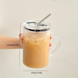 Straw Glass Drinking Cup with Lid Ladies Birthday Gift Gift Fashion Things Coffee Lover Gift Creative Bridesmaid Wedding Gift Glass Tumbler Cup Her Gift with Straw, Large Capacity, Cute - Image 5