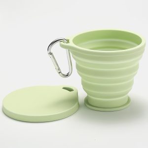 1 Foldable Silicone Water Cup, a Portable Travel Rinse Cup with Lid, Heat-resistant Tea Cup, Beverage Cup, Featuring a Carabiner Design for Hanging on Backpacks. Suitable for Camping, Outdoor Activities, Hiking, Cycling, Parties, Etc. - Image 2