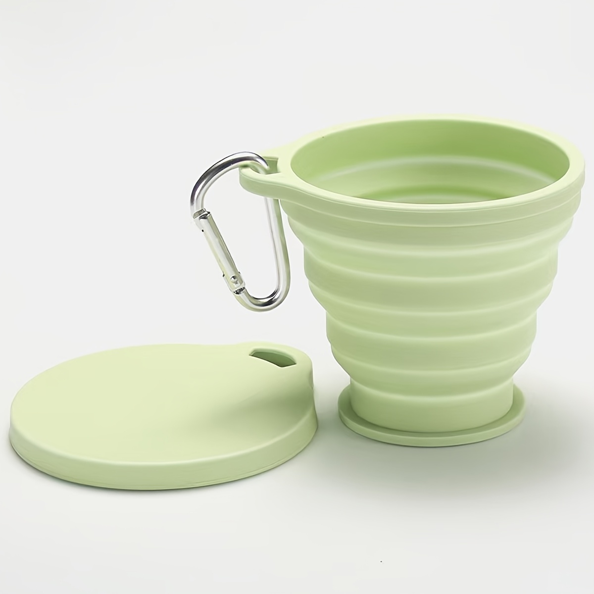 1 Foldable Silicone Water Cup, a Portable Travel Rinse Cup with Lid, Heat-resistant Tea Cup, Beverage Cup, Featuring a Carabiner Design for Hanging on Backpacks. Suitable for Camping, Outdoor Activities, Hiking, Cycling, Parties, Etc. - Image 2